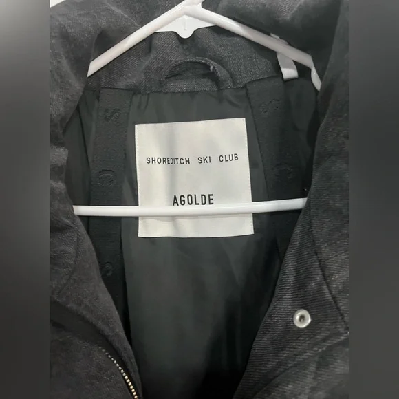 AGOLDE Relaxed 
Nova Denim Puffer In Marbled Blk (washed BIk) Puffer Jacket XS - Picture 14 of 16